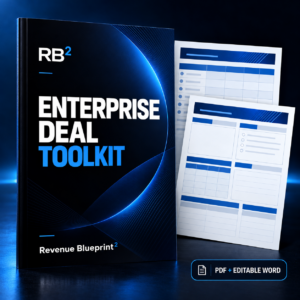 RB² Enterprise Deal Toolkit digital workbook cover and worksheet mockup, available as PDF and editable Word.